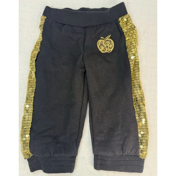 Apple Other - Vintage Girls Size 12M Apple Bottoms Black Sweatpants With Gold Sequins